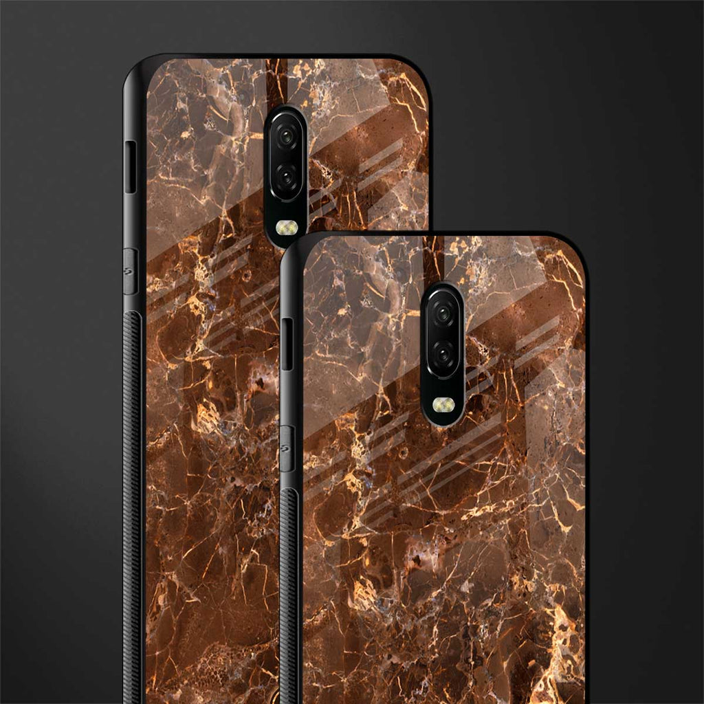 lavish brown marble glass case for oneplus 6t image-2