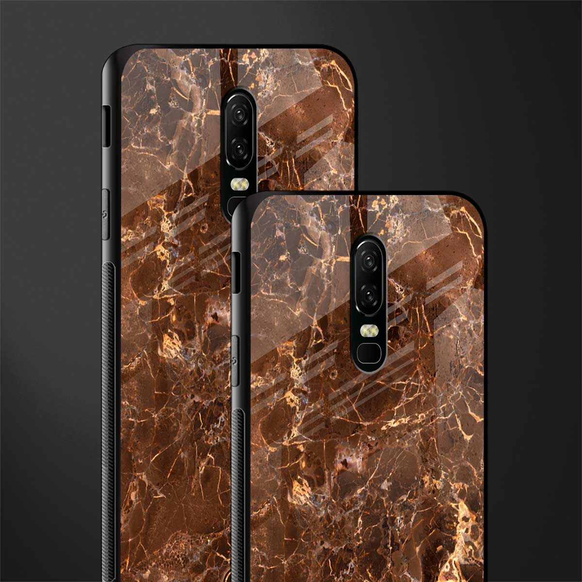 lavish brown marble glass case for oneplus 6 image-2
