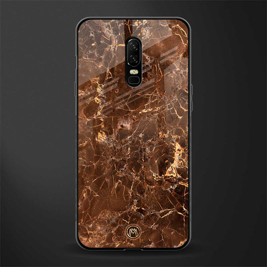 lavish brown marble glass case for oneplus 6 image