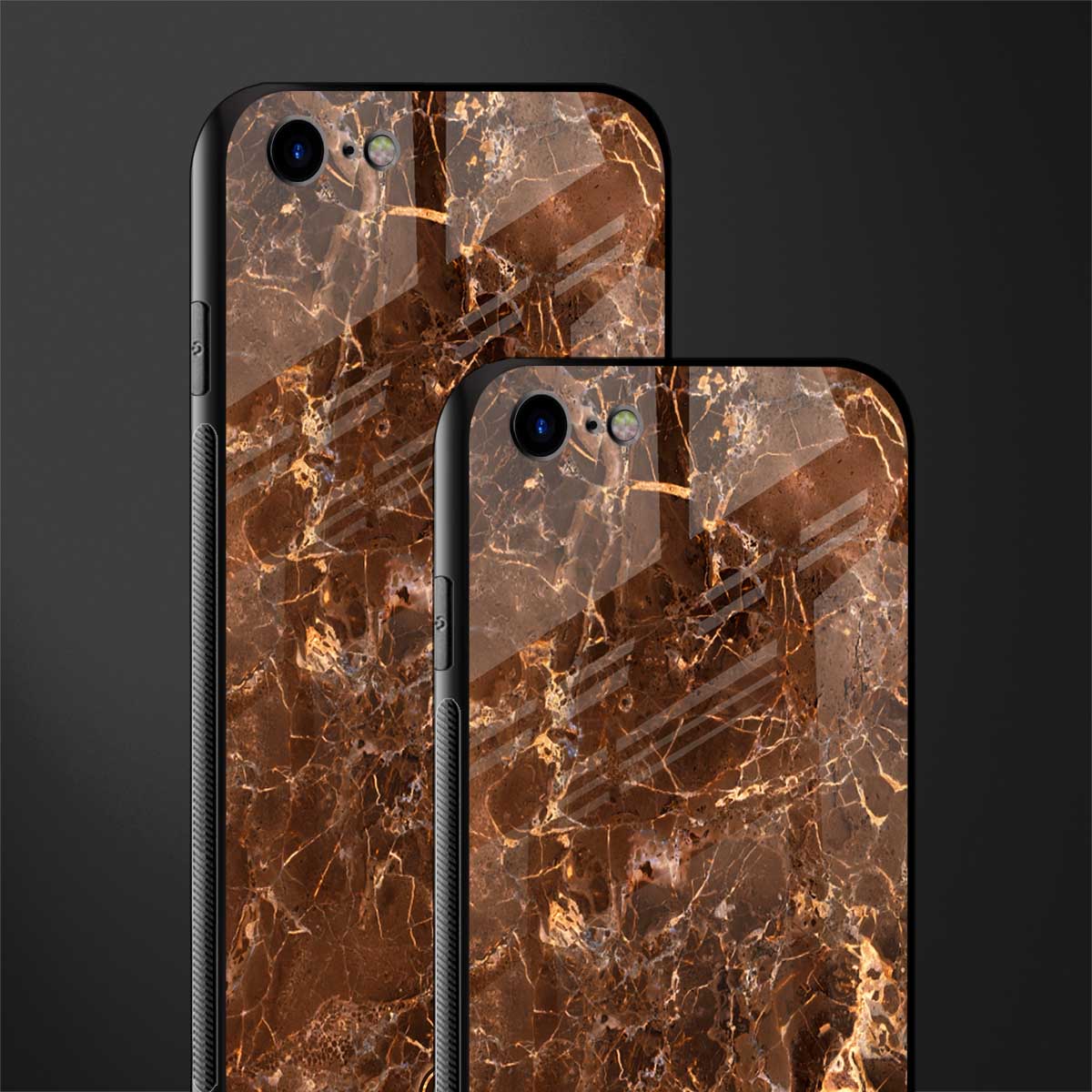 lavish brown marble glass case for iphone se 2020 image-2