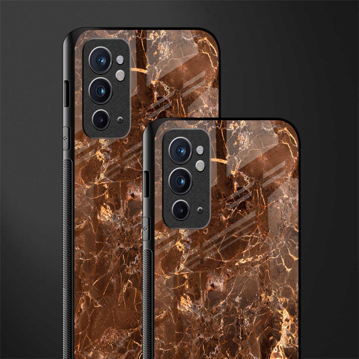 lavish brown marble glass case for oneplus 9rt image-2