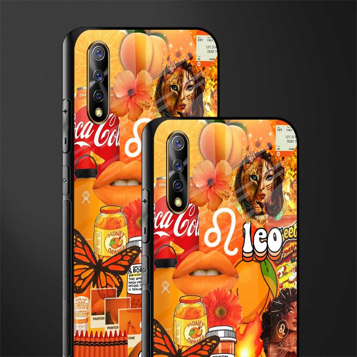leo aesthetic collage glass case for vivo s1 image-2