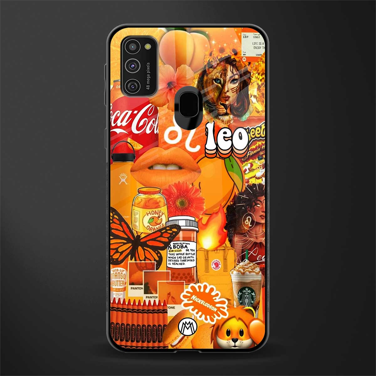leo aesthetic collage glass case for samsung galaxy m21 image
