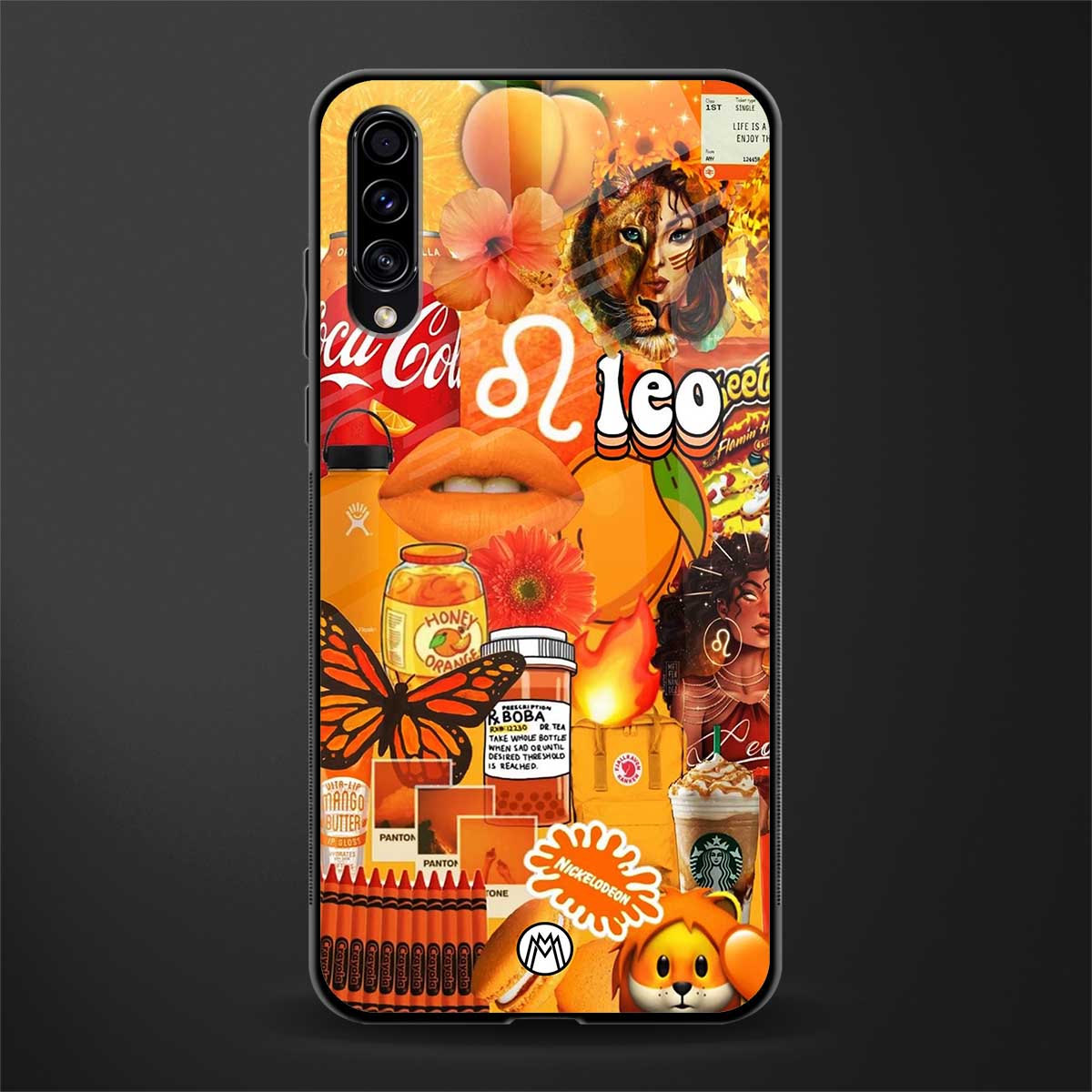 leo aesthetic collage glass case for samsung galaxy a50 image