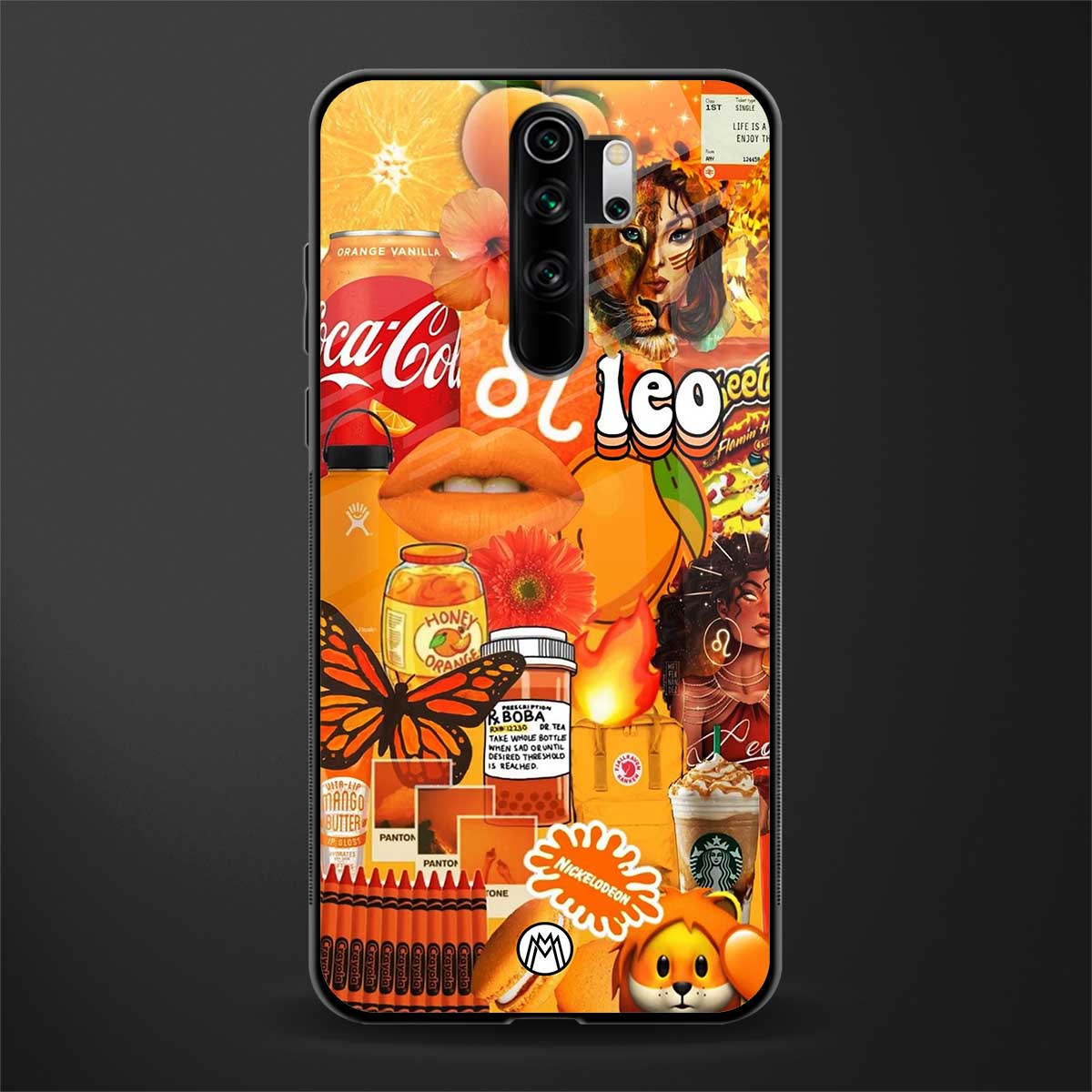 leo aesthetic collage glass case for redmi note 8 pro image