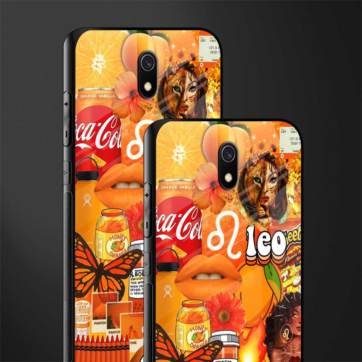 leo aesthetic collage glass case for redmi 8a image-2