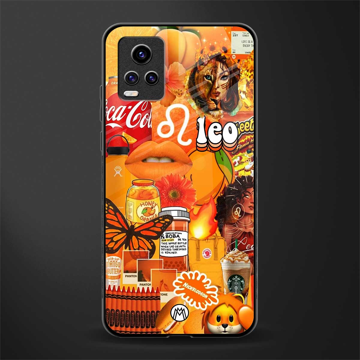 leo aesthetic collage back phone cover | glass case for vivo y73