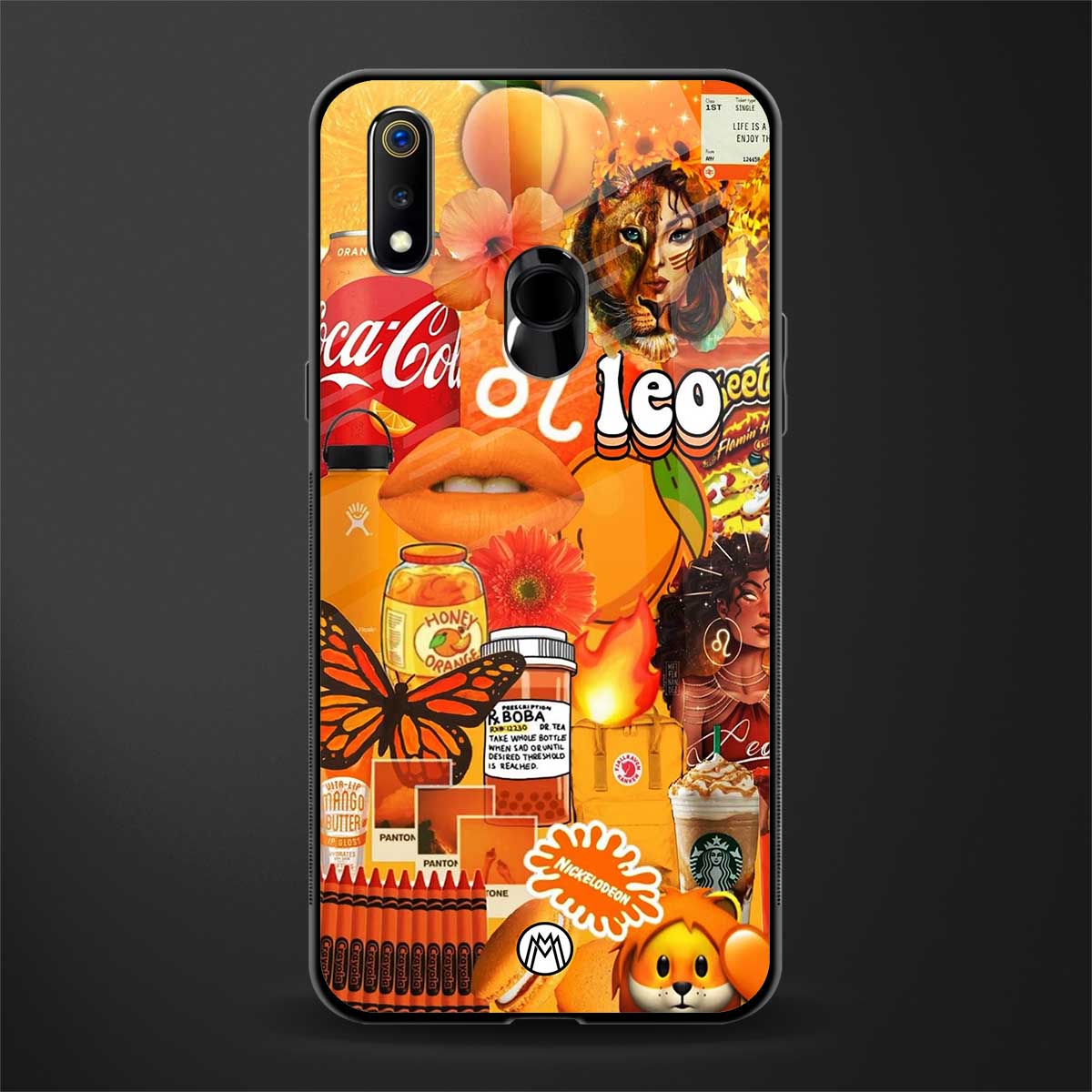 leo aesthetic collage glass case for realme 3 pro image