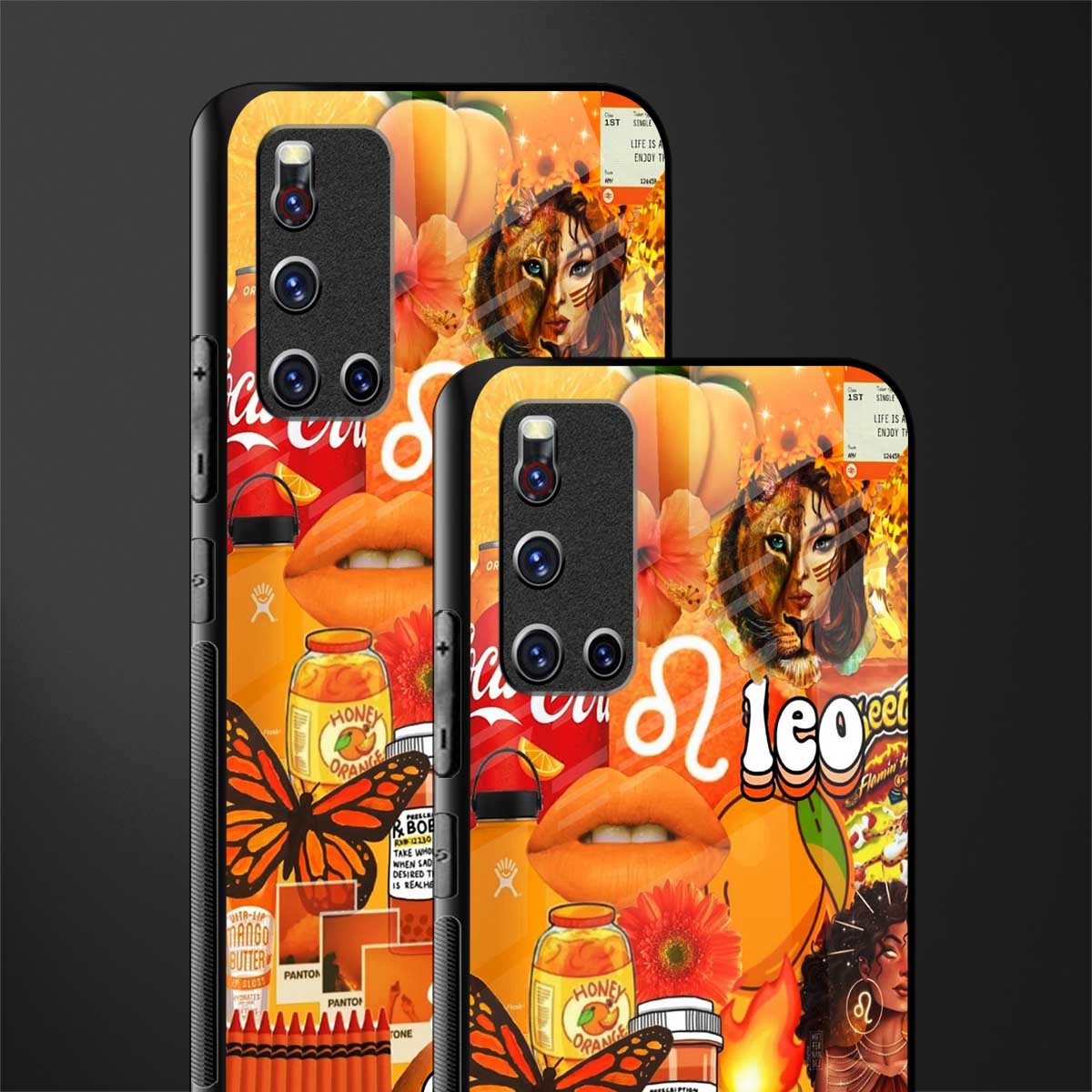 leo aesthetic collage glass case for vivo v19 image-2