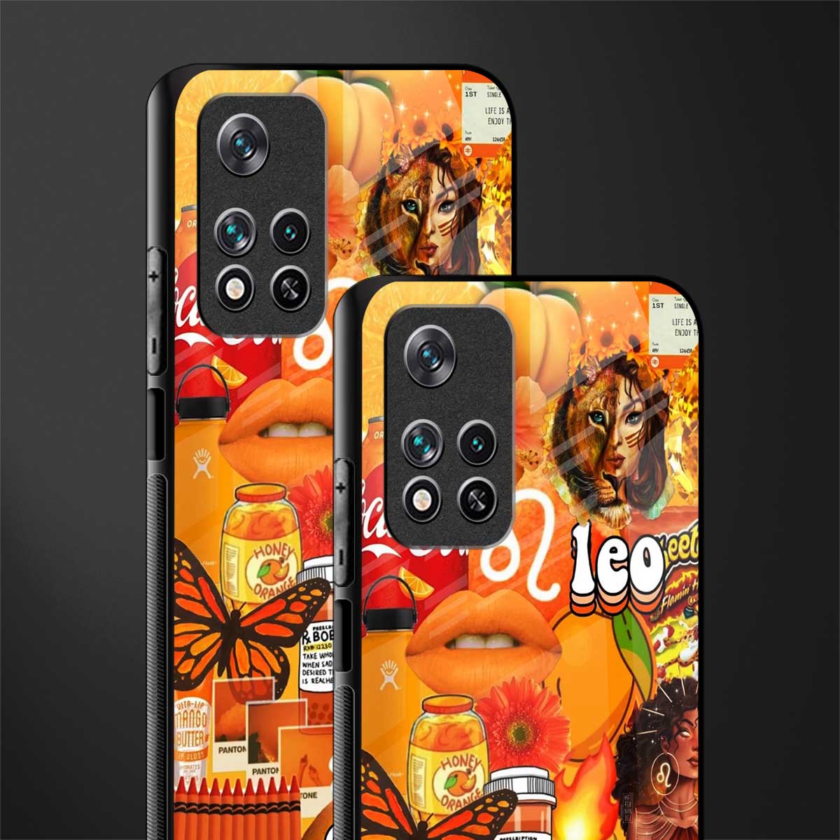 leo aesthetic collage glass case for poco m4 pro 5g image-2