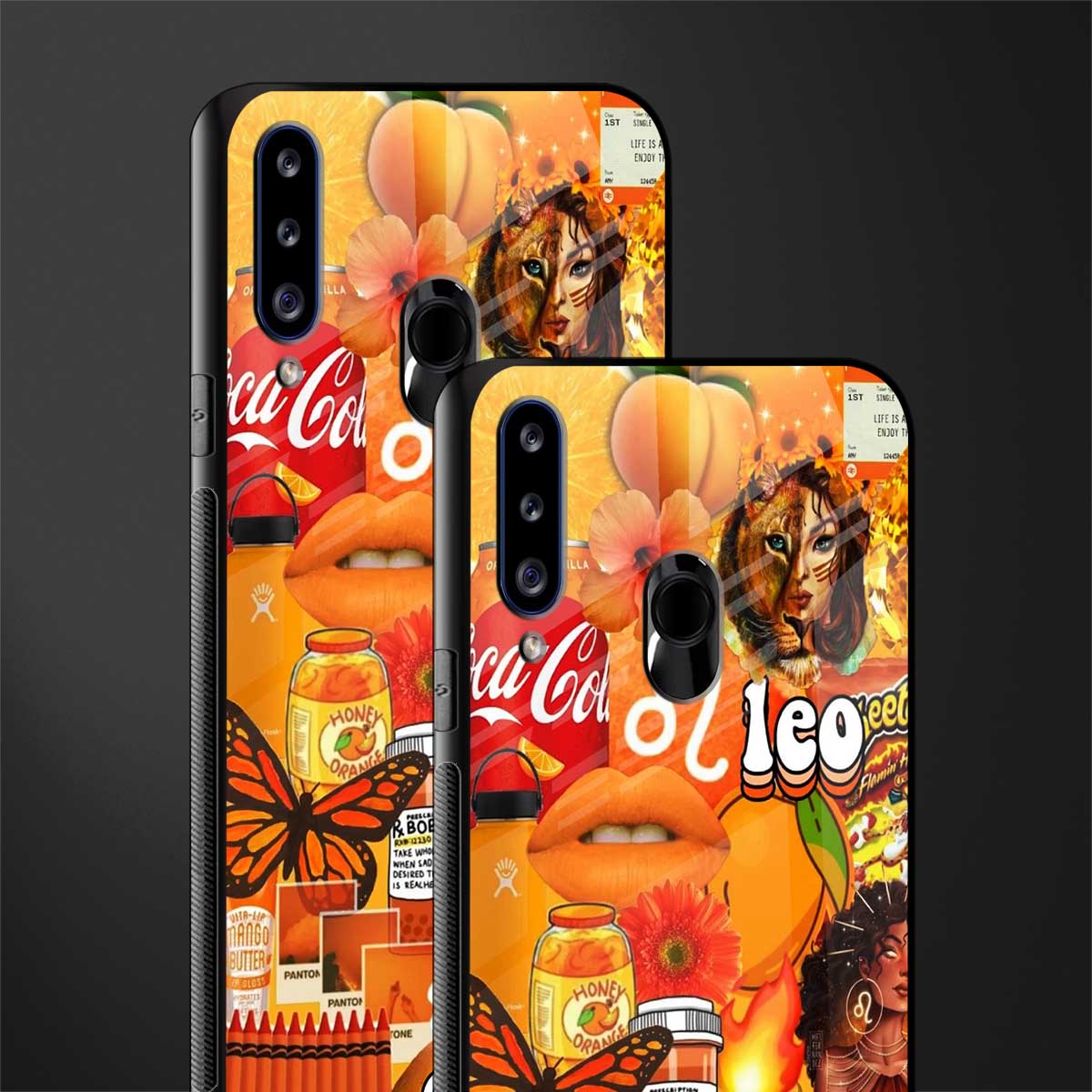 leo aesthetic collage glass case for samsung galaxy a20s image-2
