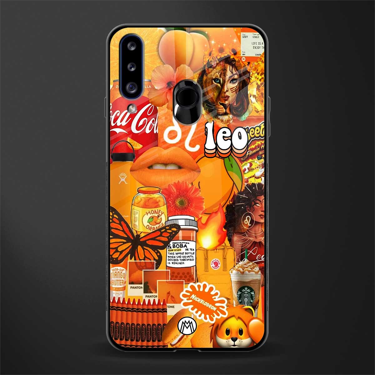 leo aesthetic collage glass case for samsung galaxy a20s image