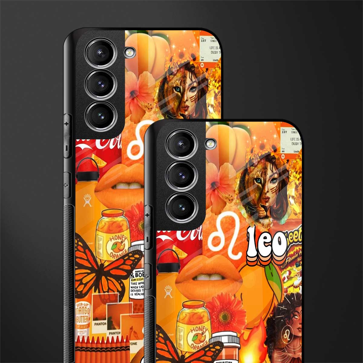 leo aesthetic collage glass case for samsung galaxy s21 image-2
