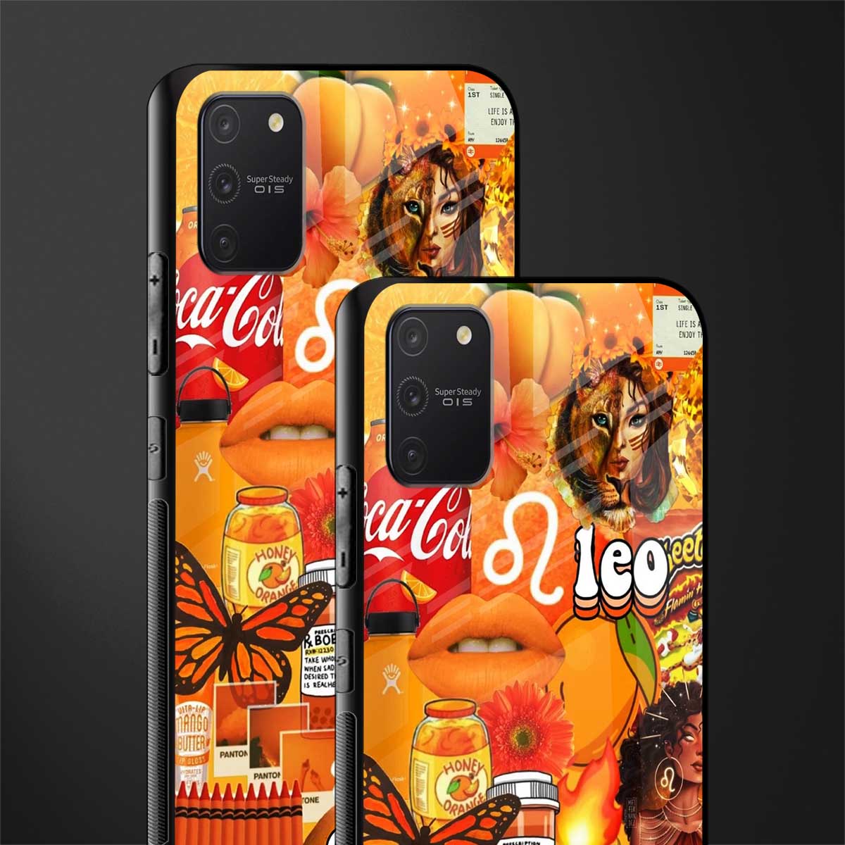 leo aesthetic collage glass case for samsung galaxy a91 image-2
