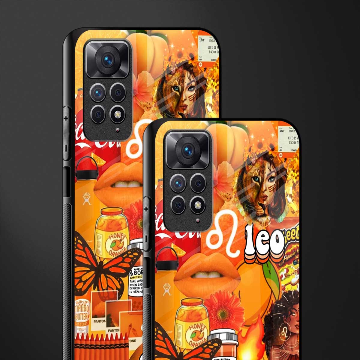 leo aesthetic collage glass case for redmi note 11 image-2