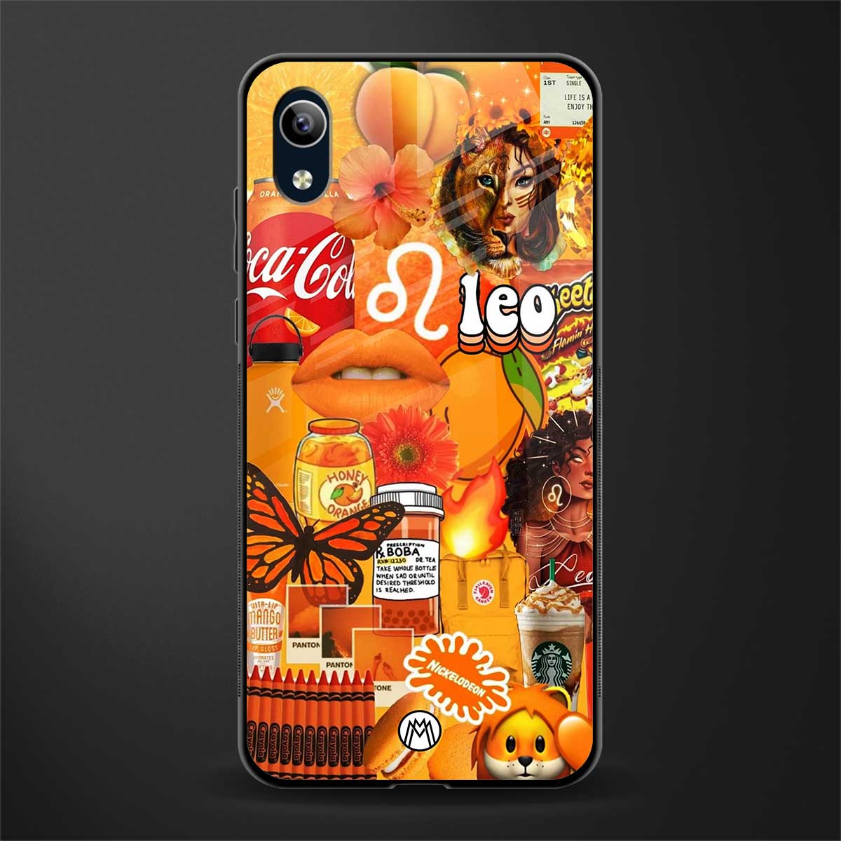 leo aesthetic collage glass case for vivo y1s without fingerprint image