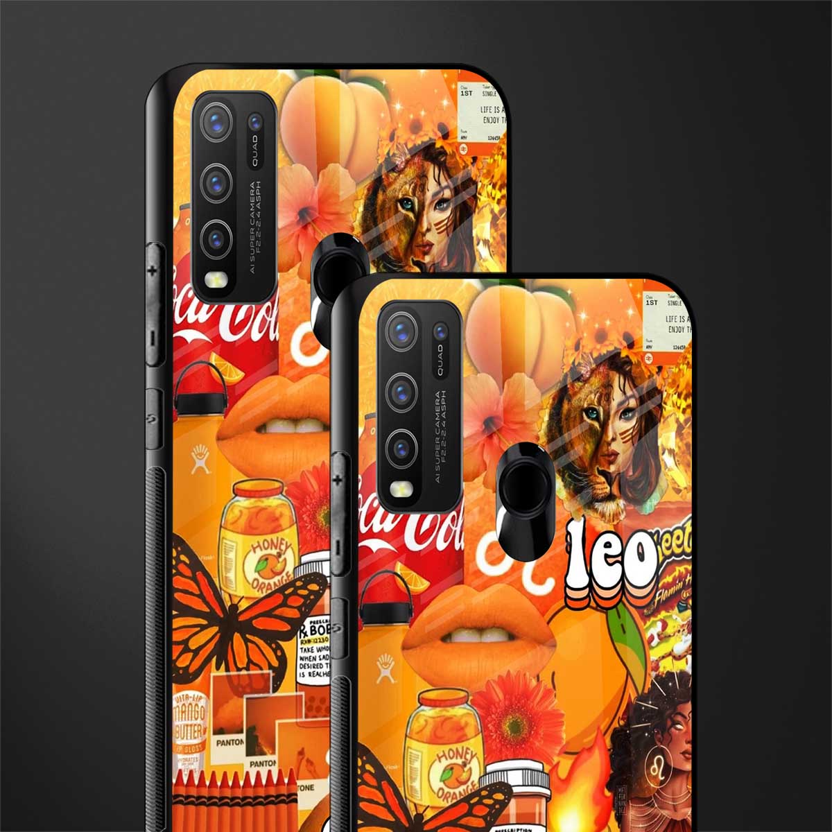 leo aesthetic collage glass case for vivo y30 image-2