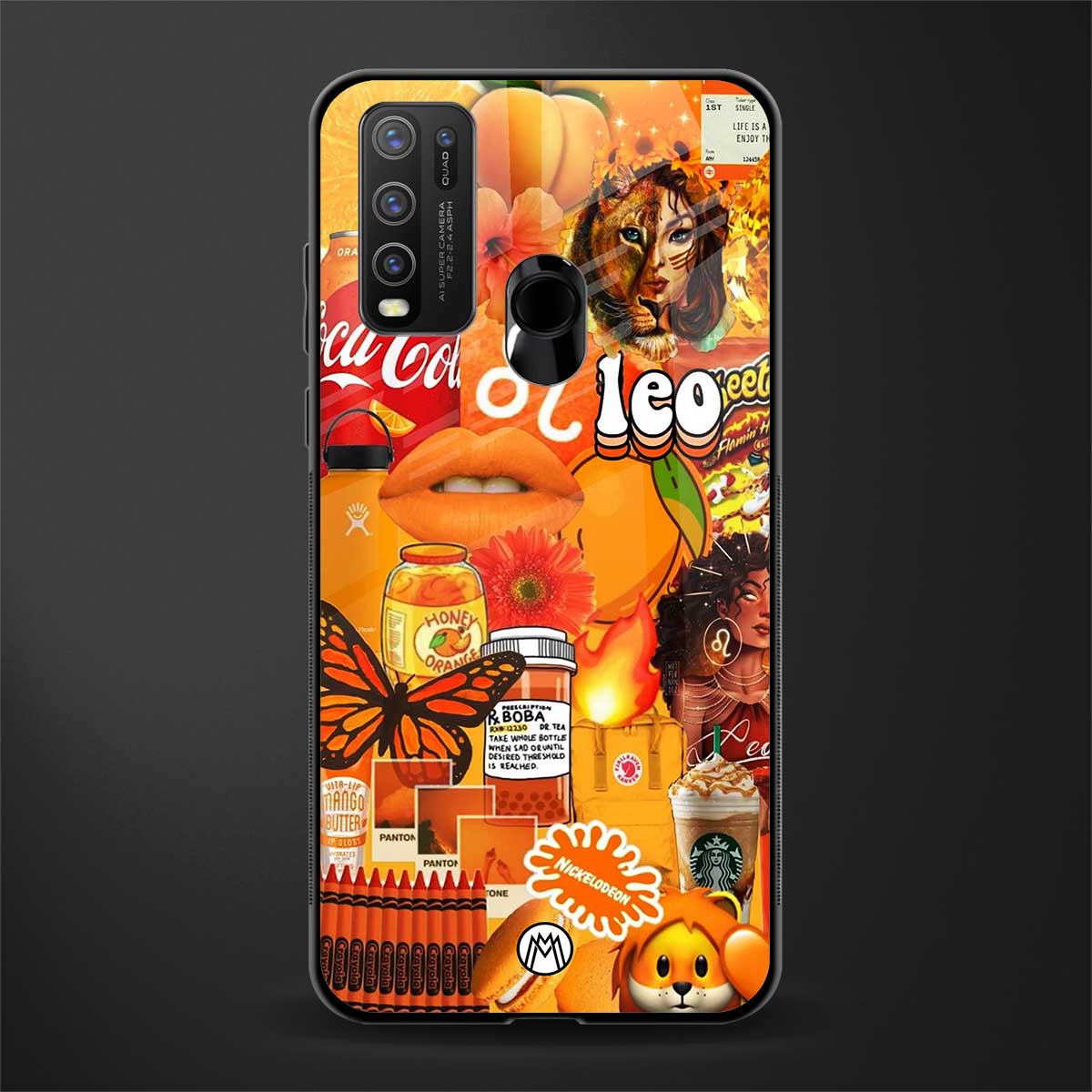 leo aesthetic collage glass case for vivo y50 image