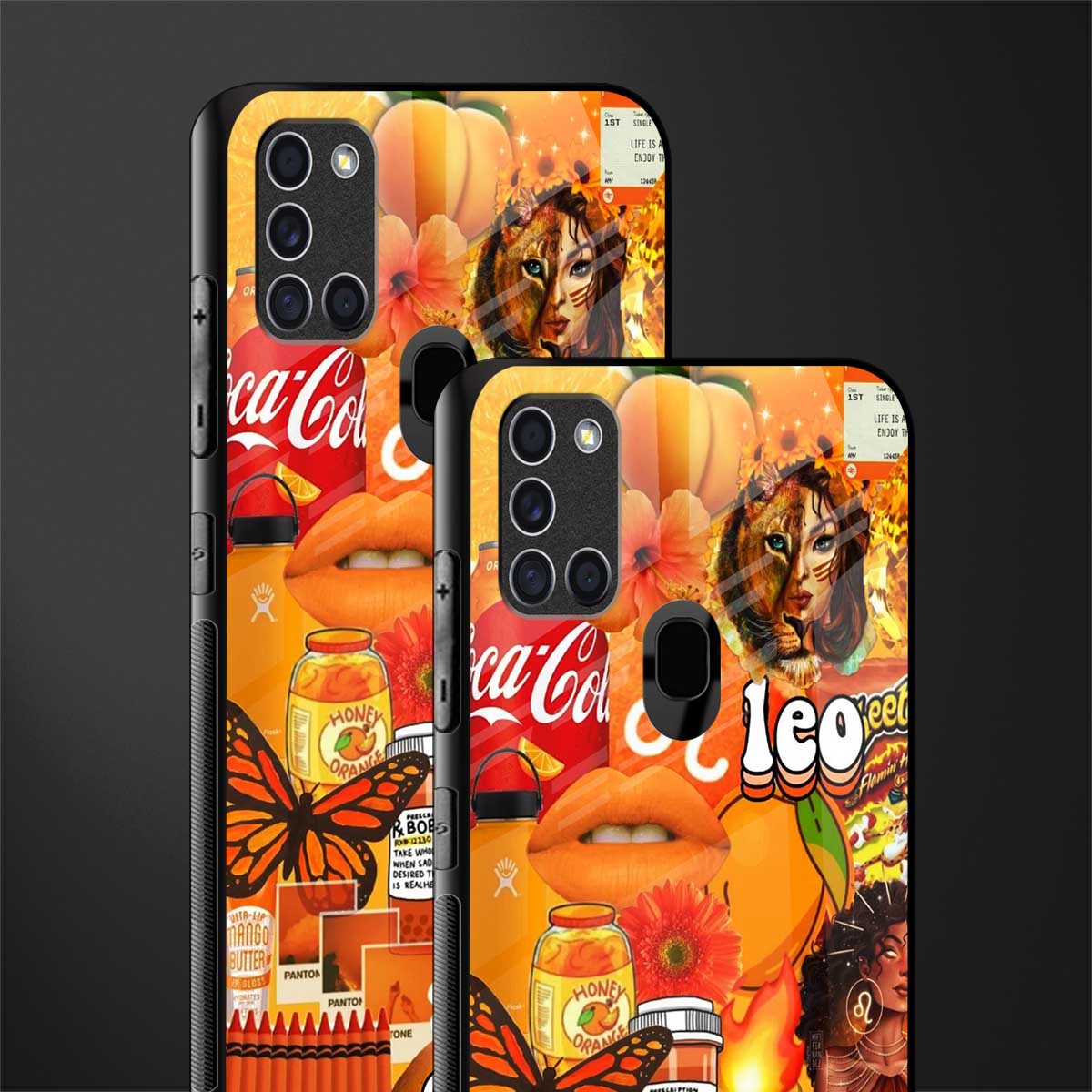 leo aesthetic collage glass case for samsung galaxy a21s image-2