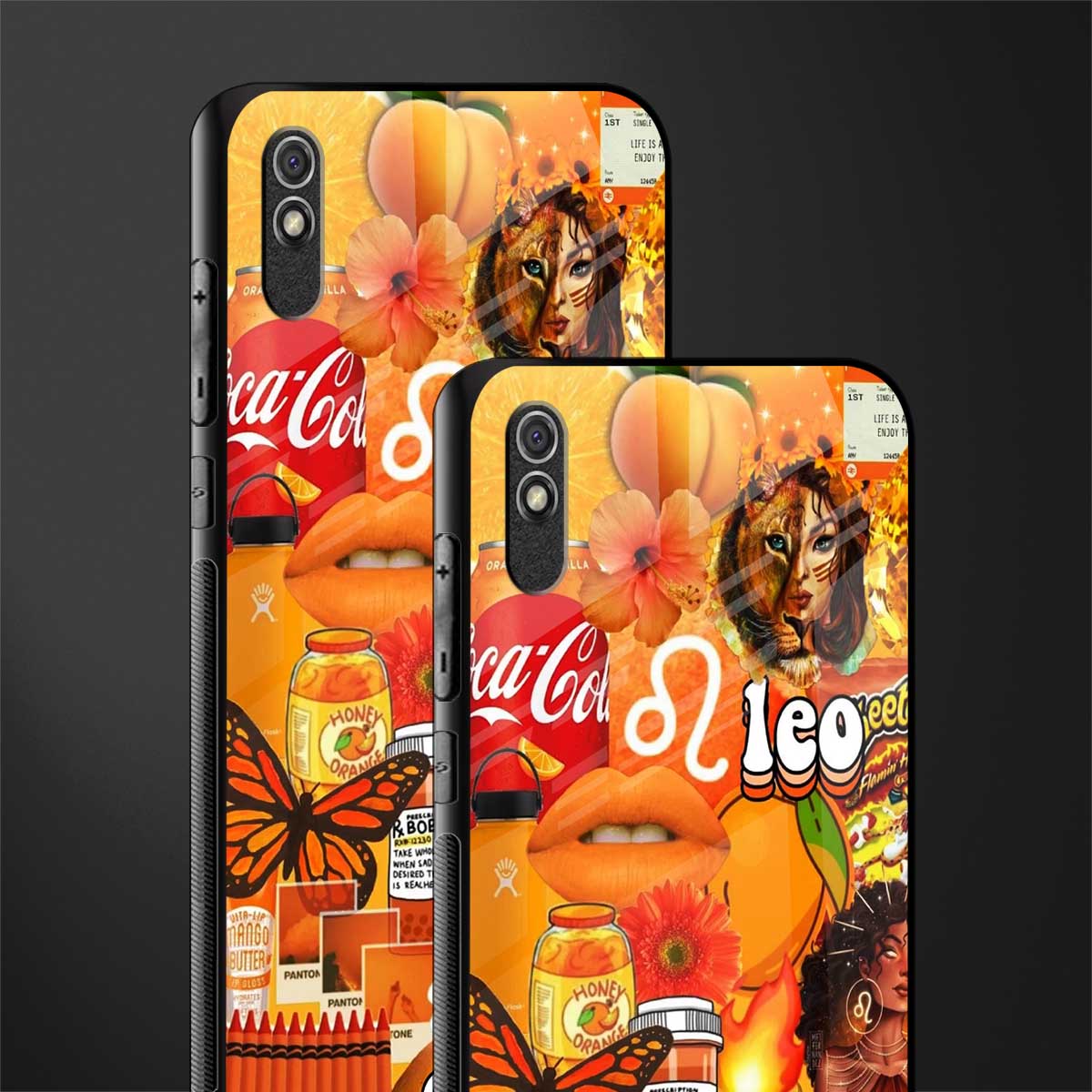 leo aesthetic collage glass case for redmi 9i image-2