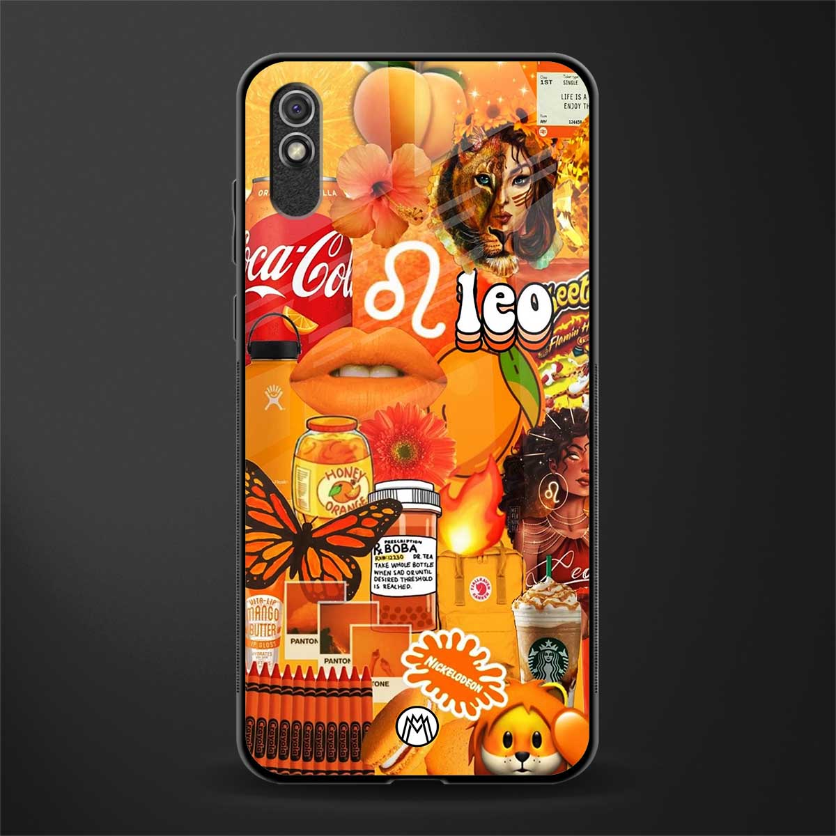 leo aesthetic collage glass case for redmi 9i image