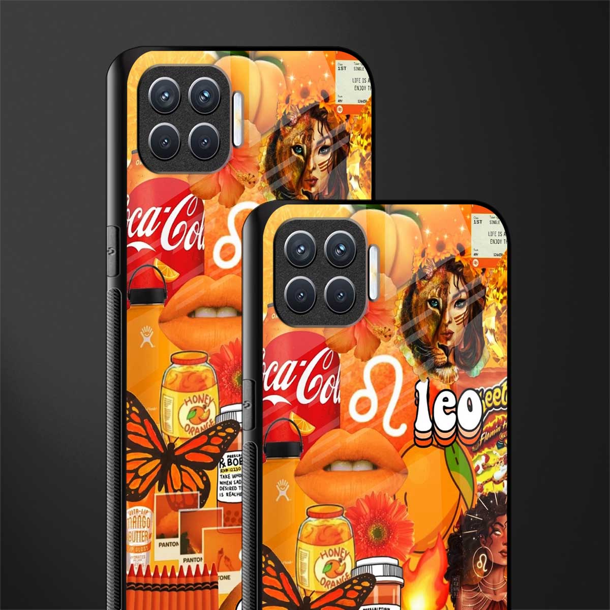 leo aesthetic collage glass case for oppo f17 pro image-2