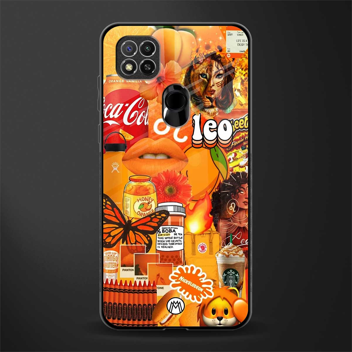 leo aesthetic collage glass case for redmi 9c image