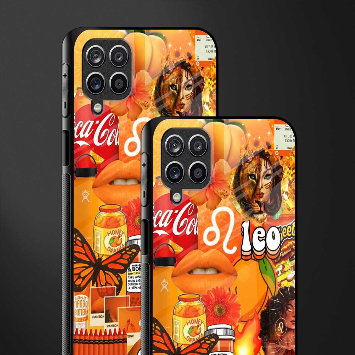 leo aesthetic collage glass case for samsung galaxy f12 image-2