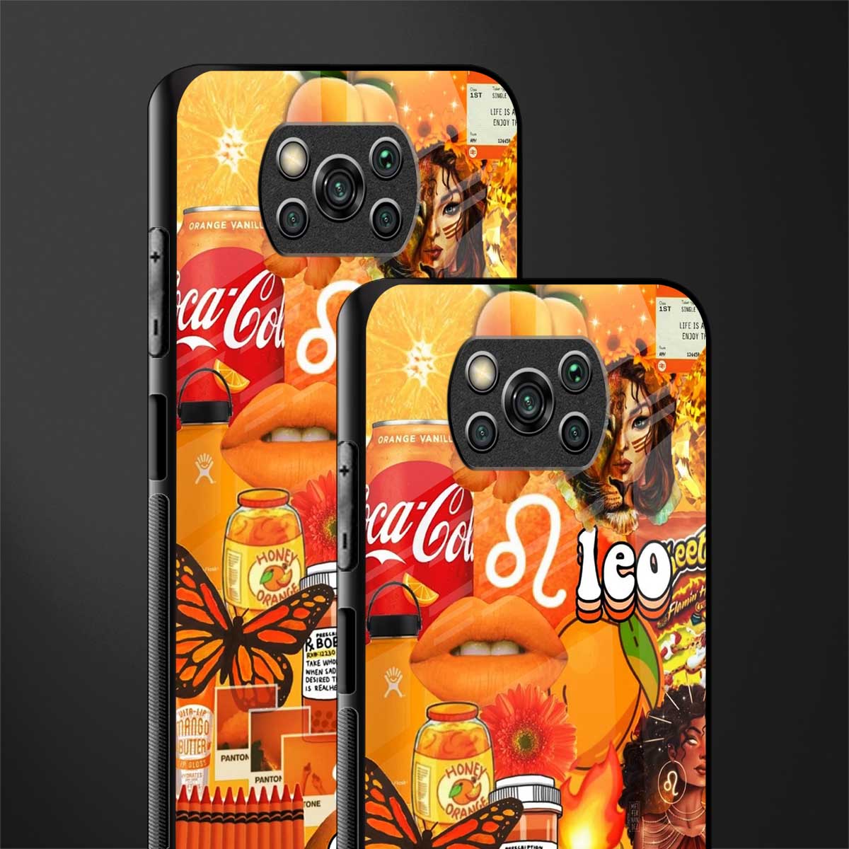 leo aesthetic collage glass case for poco x3 image-2