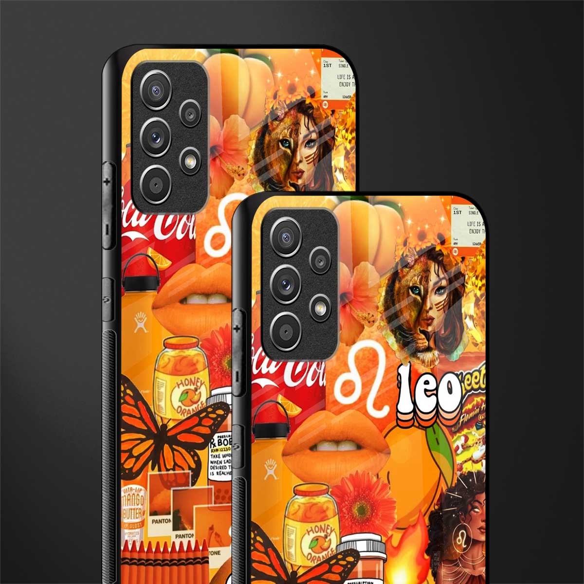 leo aesthetic collage glass case for samsung galaxy a52 image-2
