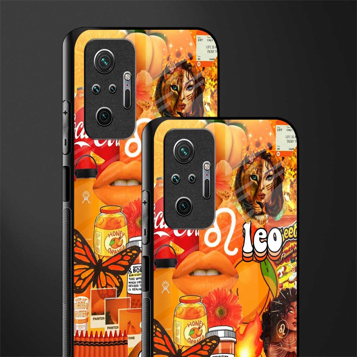 leo aesthetic collage glass case for redmi note 10 pro image-2
