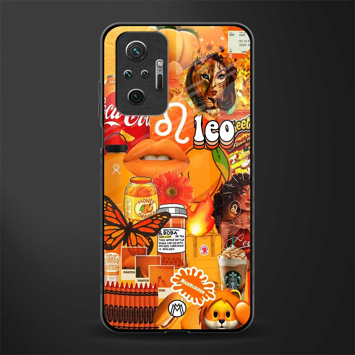 leo aesthetic collage glass case for redmi note 10 pro image
