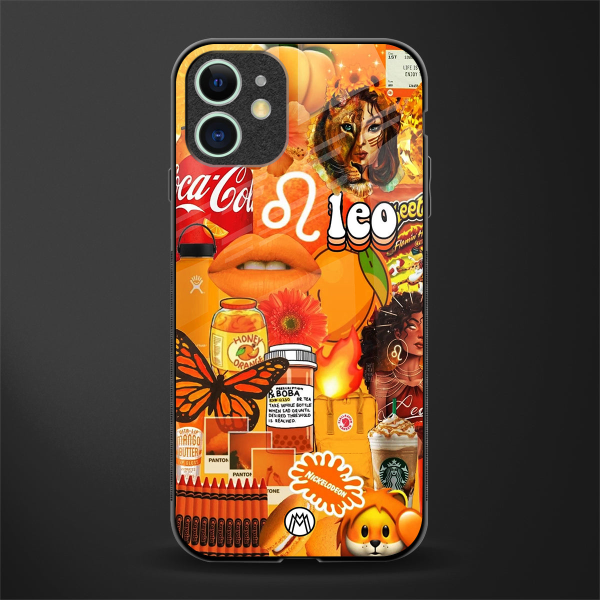 leo aesthetic collage glass case for iphone 12 mini image