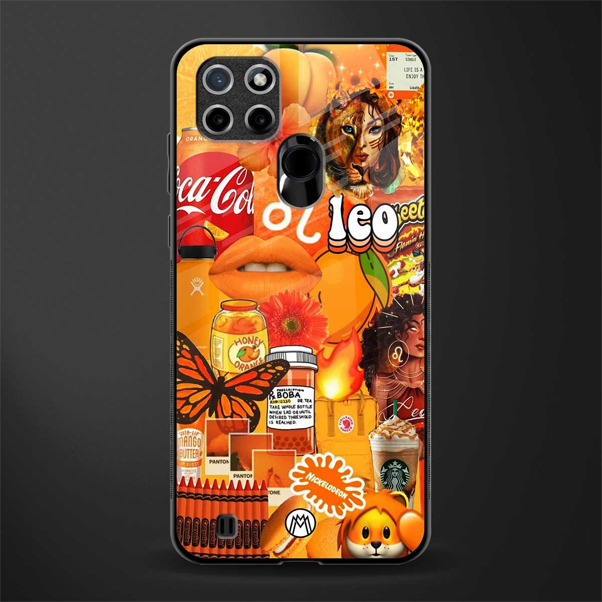 leo aesthetic collage glass case for realme c21 image