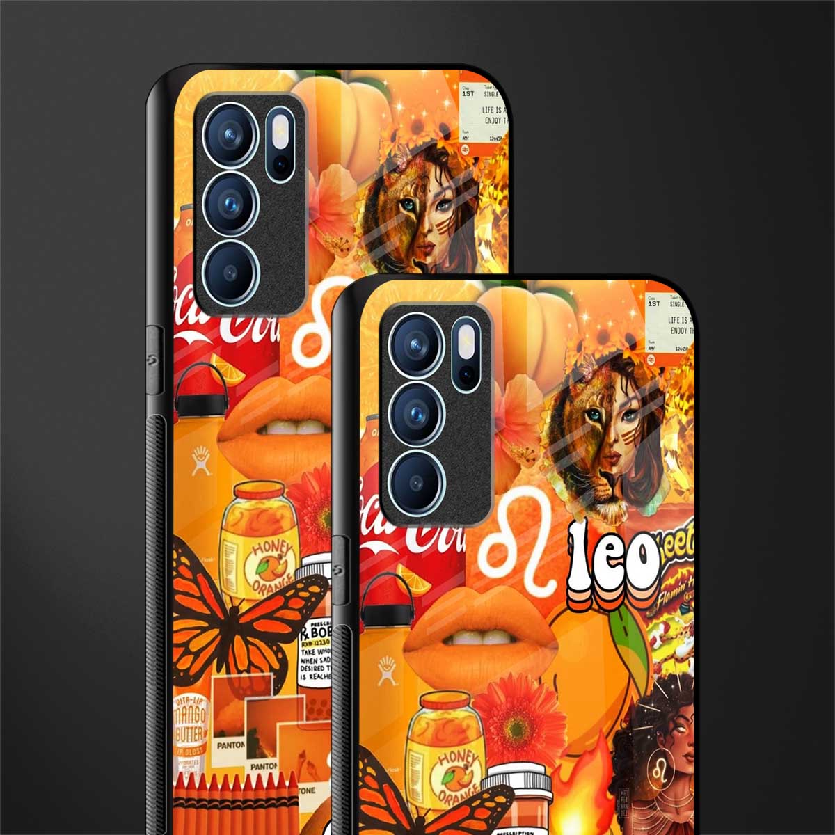 leo aesthetic collage glass case for oppo reno6 5g image-2