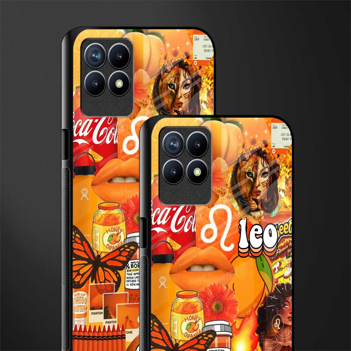 leo aesthetic collage glass case for realme 8i image-2