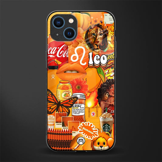leo aesthetic collage glass case for iphone 13 image