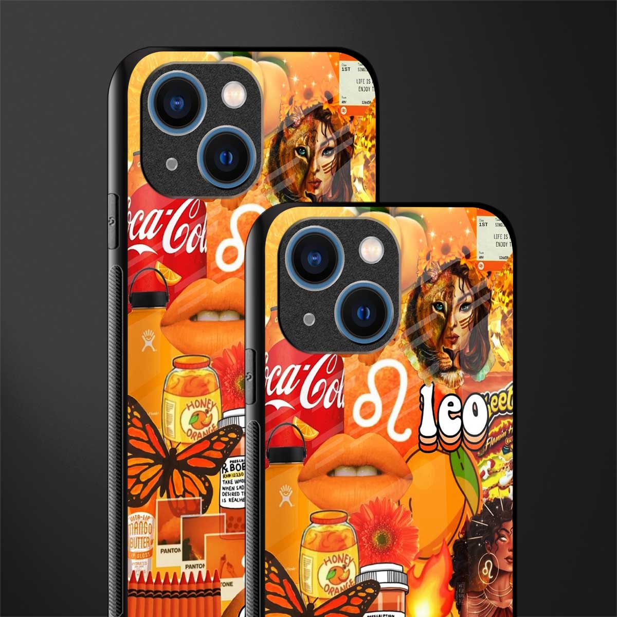 leo aesthetic collage glass case for iphone 13 mini image-2