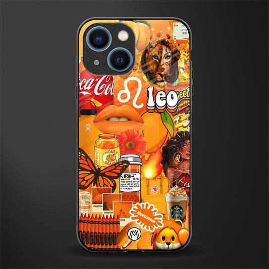 leo aesthetic collage glass case for iphone 13 mini image