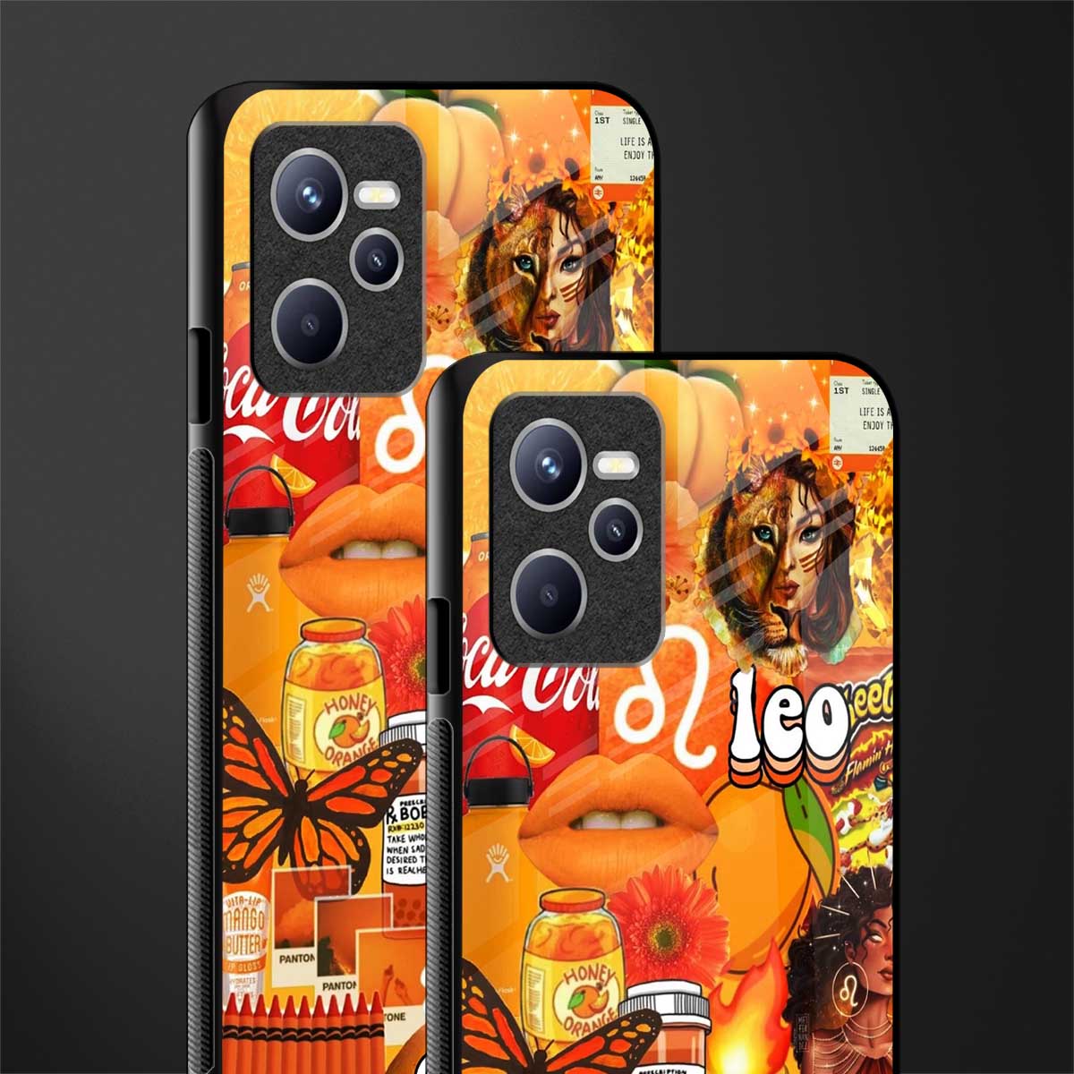 leo aesthetic collage glass case for realme c35 image-2