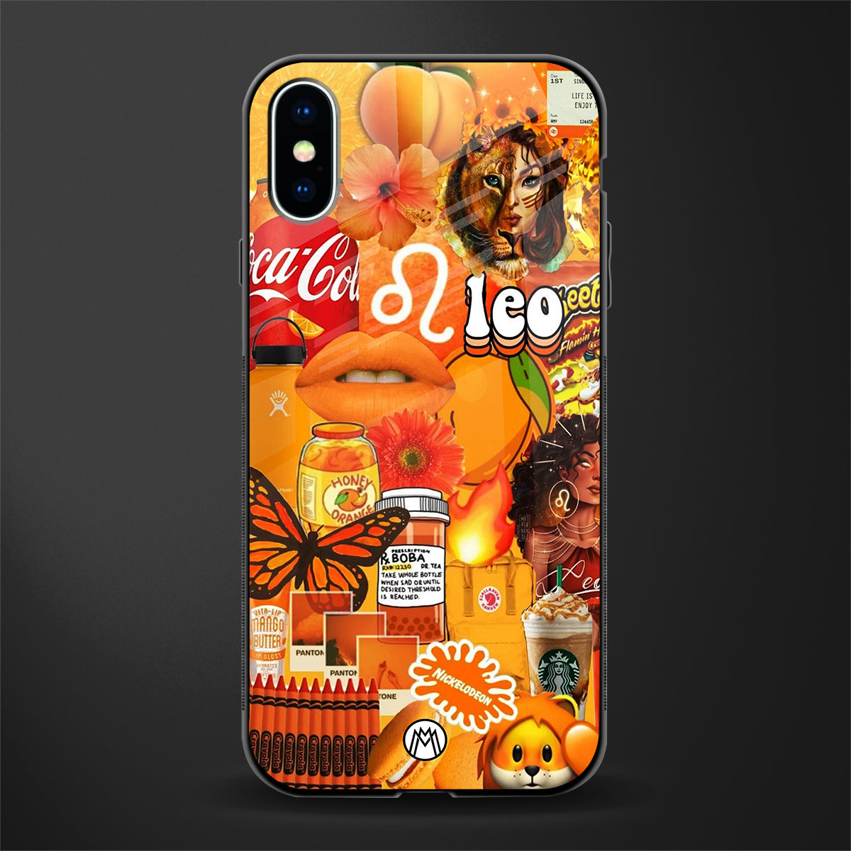 leo aesthetic collage glass case for iphone xs image
