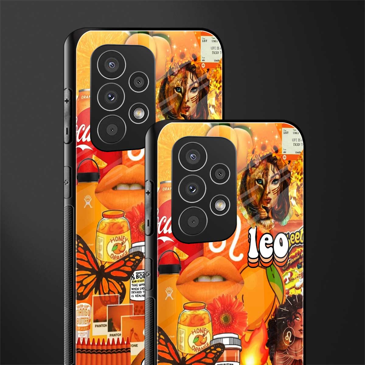 leo aesthetic collage back phone cover | glass case for samsung galaxy a73 5g