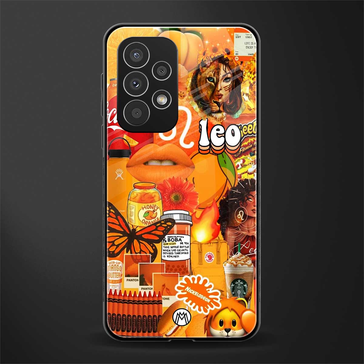 leo aesthetic collage back phone cover | glass case for samsung galaxy a73 5g