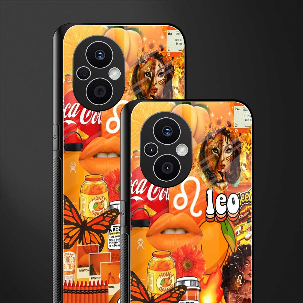 leo aesthetic collage back phone cover | glass case for oppo f21 pro 5g