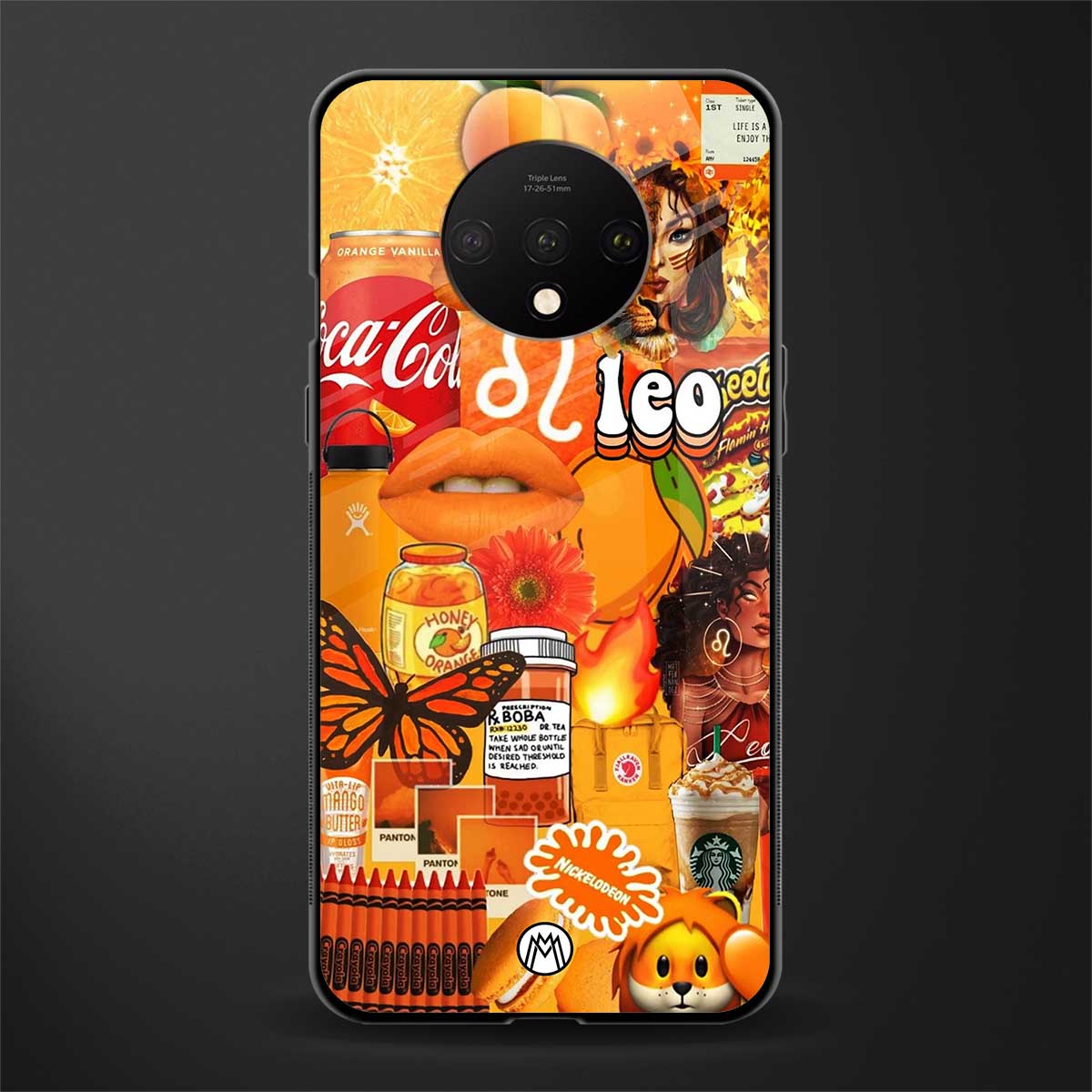 leo aesthetic collage glass case for oneplus 7t image