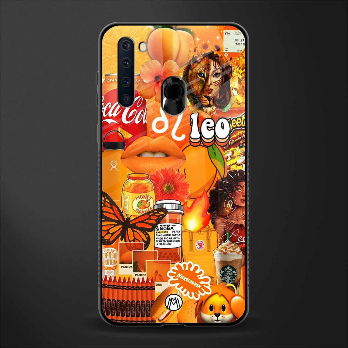 leo aesthetic collage glass case for samsung a21 image