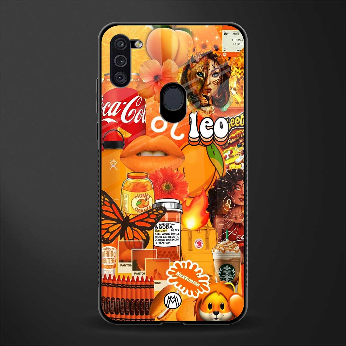 leo aesthetic collage glass case for samsung galaxy m11 image