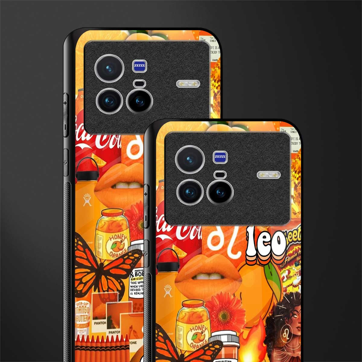 leo aesthetic collage glass case for vivo x80 image-2