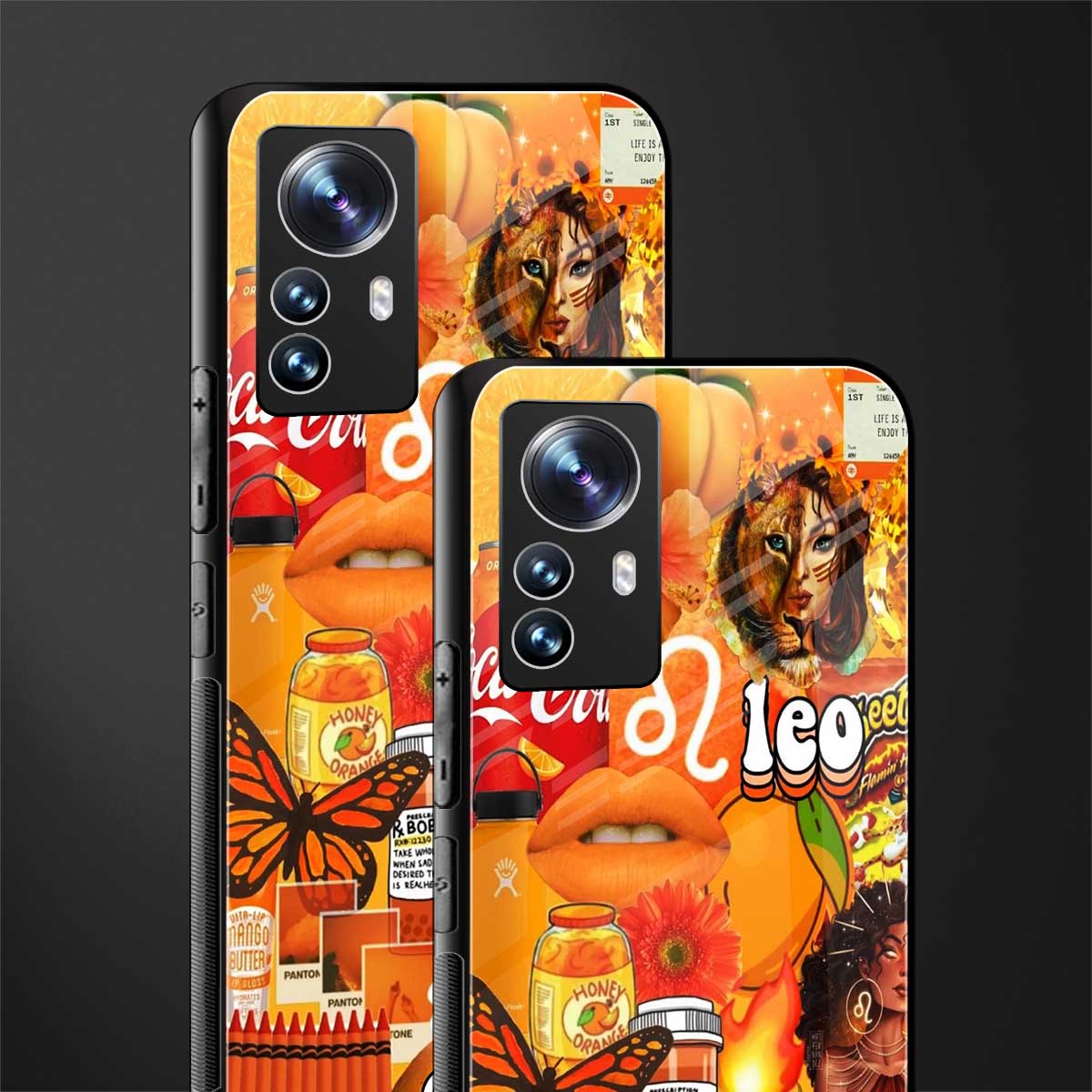 leo aesthetic collage back phone cover | glass case for xiaomi 12 pro
