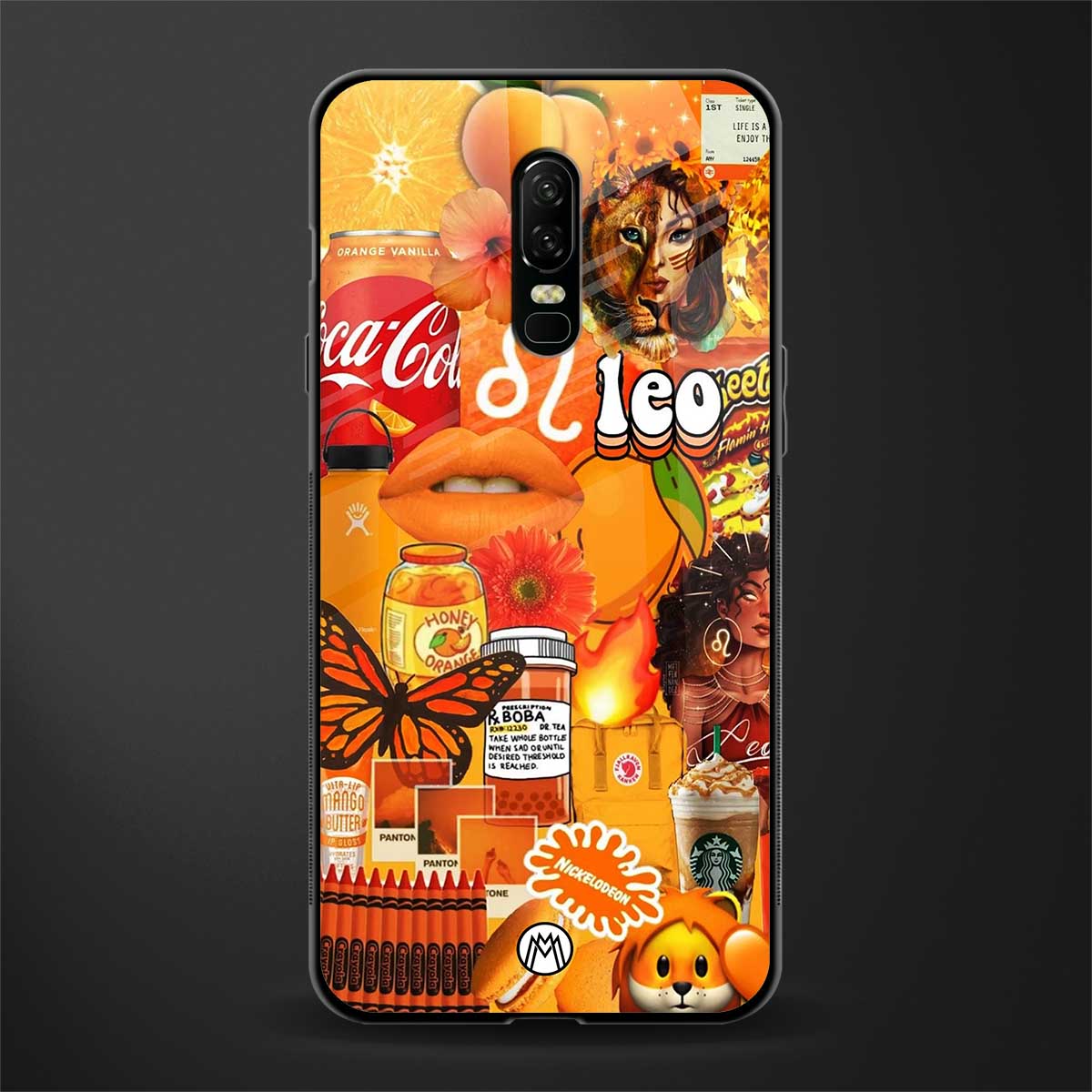leo aesthetic collage glass case for oneplus 6 image